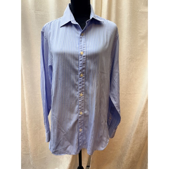 Michael Kors Tops - Michael Kors Shirt Womens L Blue Cotton Striped Button Down Classic Preppy Chic